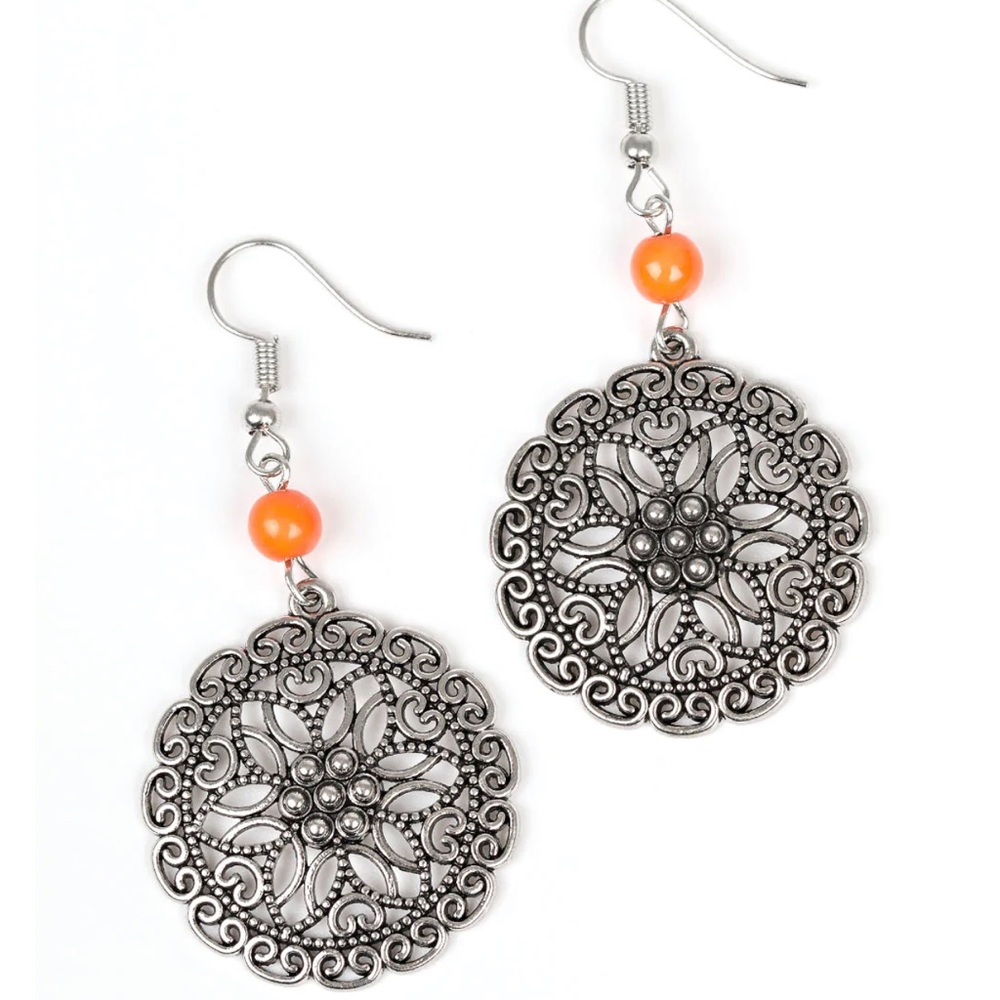 2 for $5 / $4 each ~~ Orange Dangling Flower Earrings